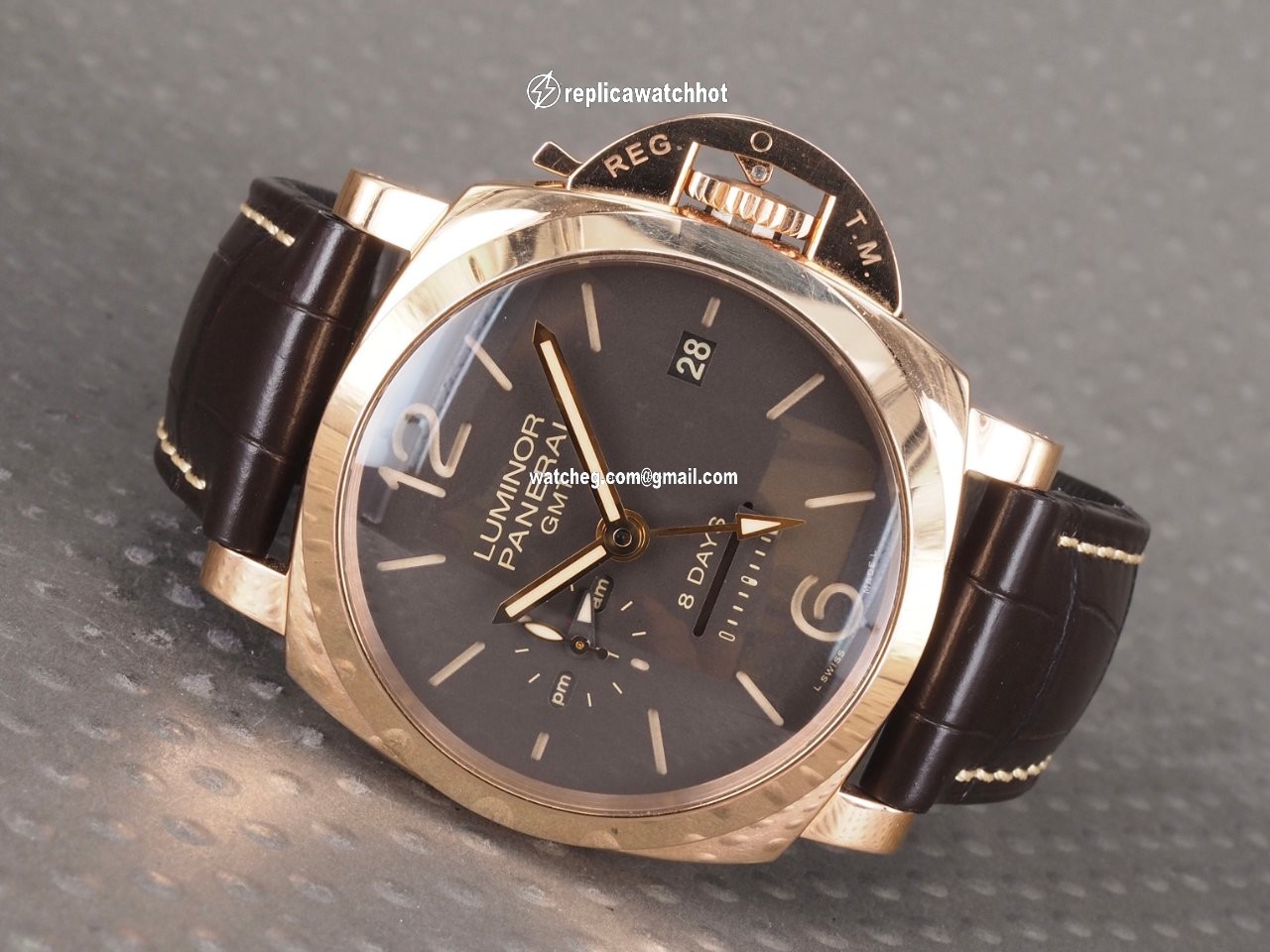 Panerai Luminor 1950 8 Days GMT Mens watch Unisex Manual winding Rose gold PAM 00576 4
