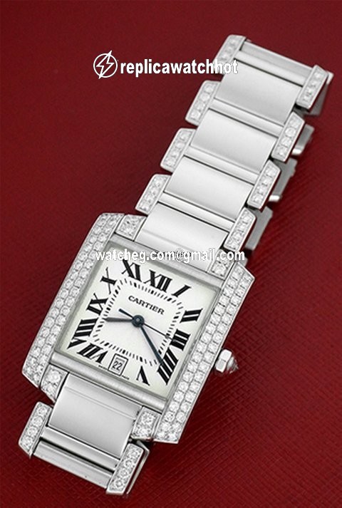 Cartier Tank Francaise Mens watch Unisex Automatic White gold WE1003SF 4
