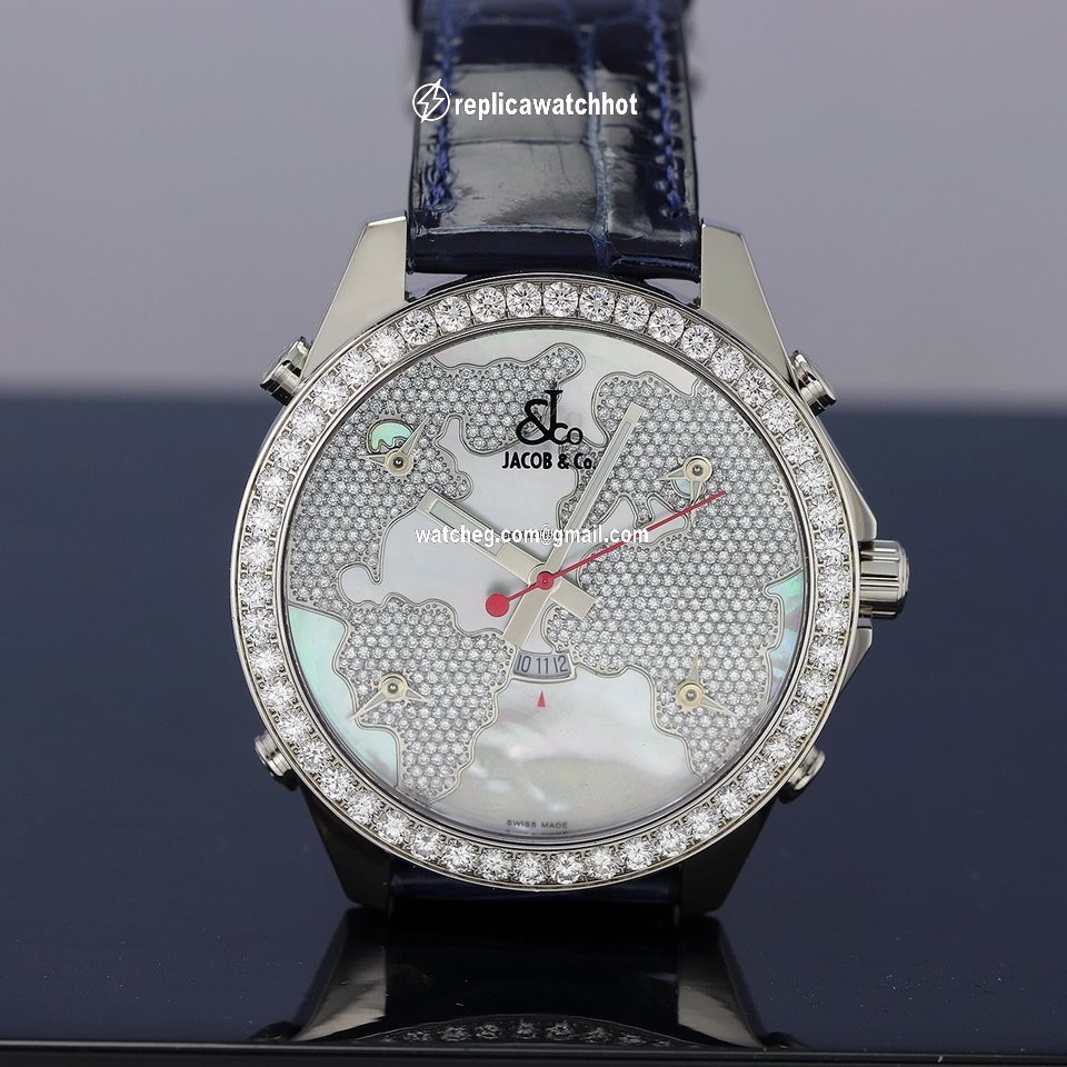 Jacob & Co. Five Time Zone Womens watch Quartz Steel JC-47WW 3.25ct bezel 4