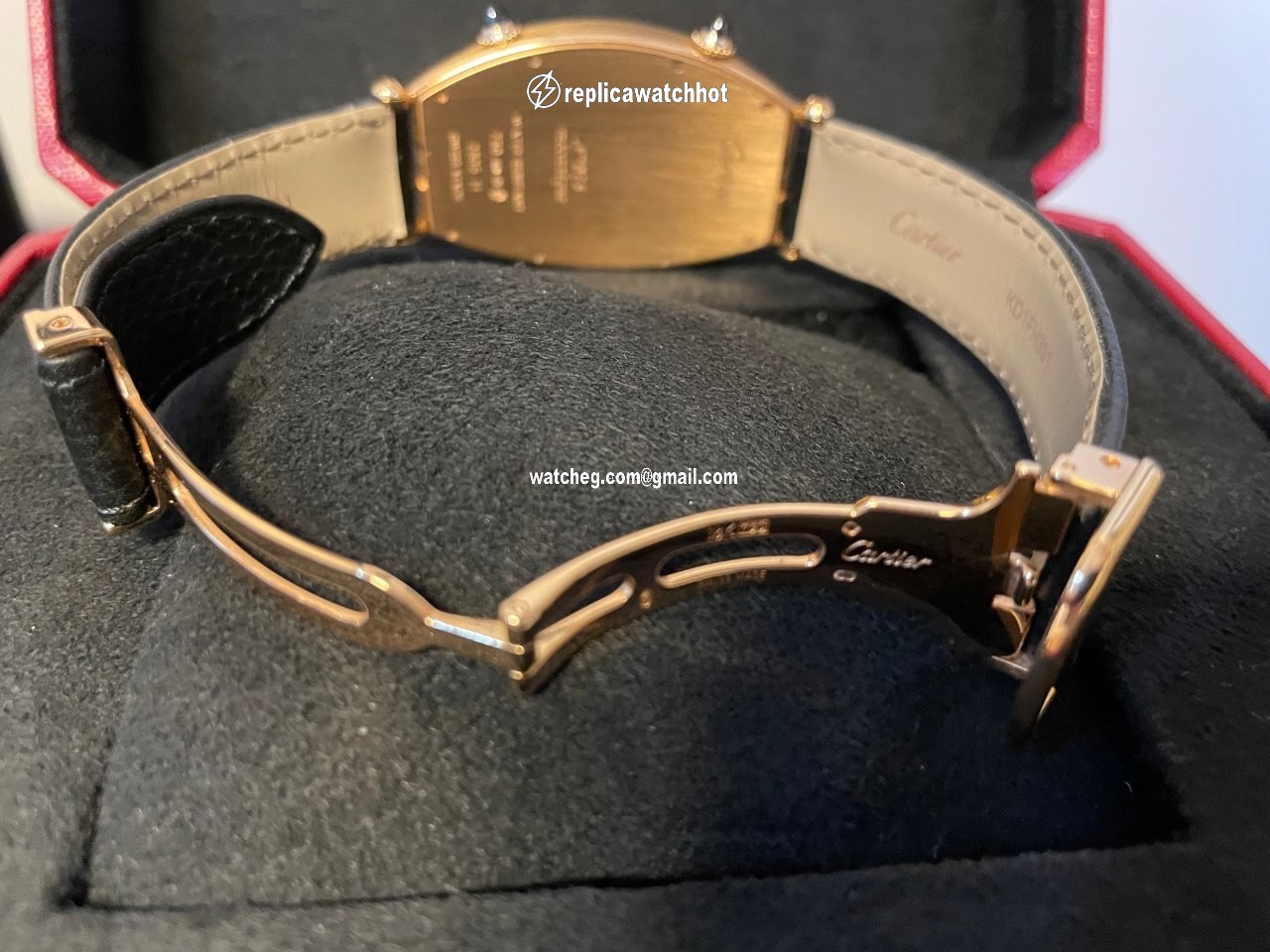 Cartier Tonneau Mens watch Unisex Manual winding Rose gold Cartier 2805 CPCP 4