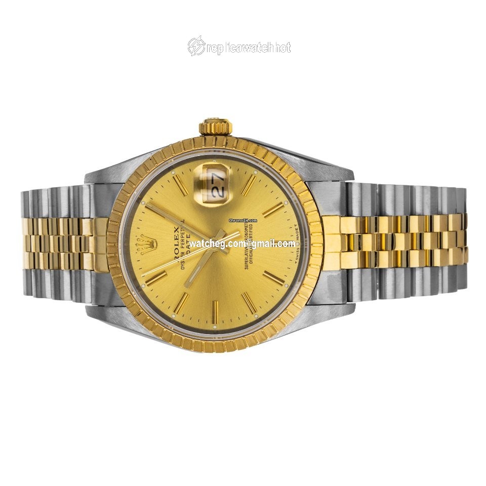 Rolex Oyster Perpetual Date Mens watch Unisex Gold Steel Automatic 15233 4