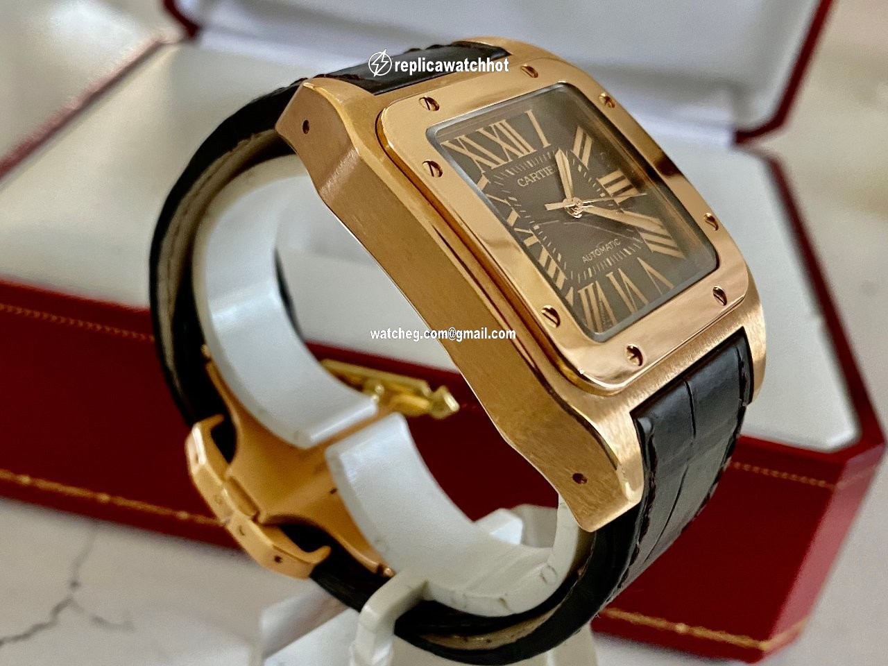 Cartier Santos 100 Mens watch Unisex Automatic Rose gold 2792 4