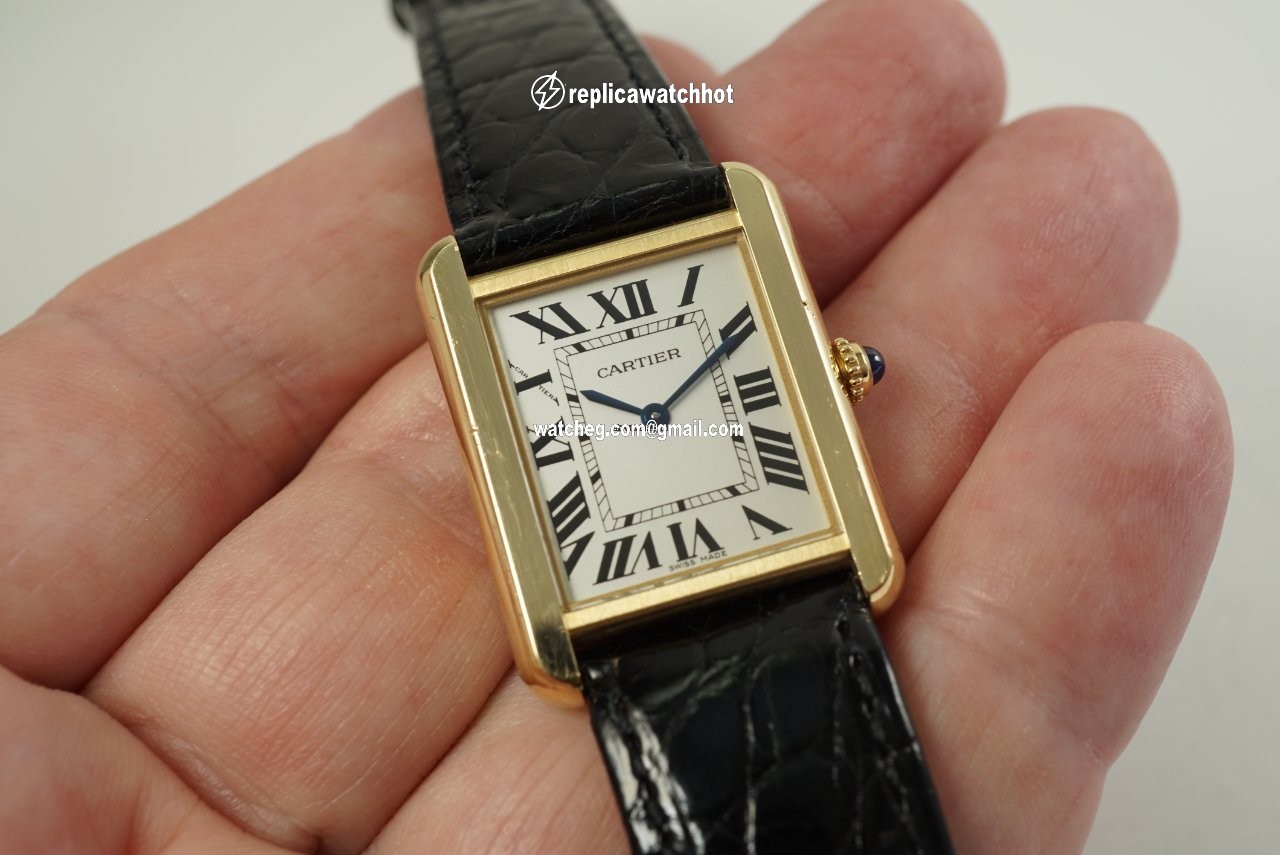 Cartier Tank Solo Mens watch Unisex Quartz Gold Steel 2743 4