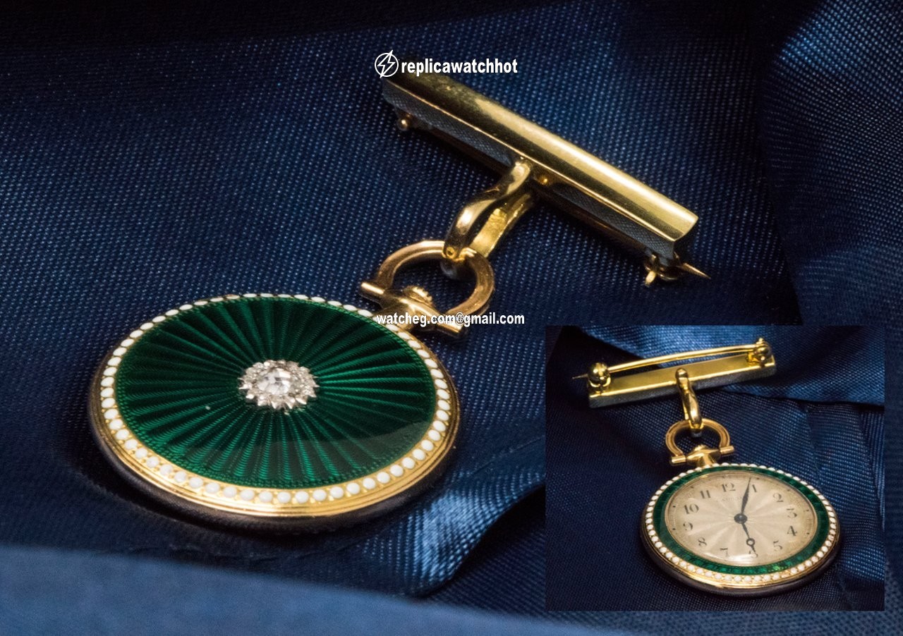 Cartier Mens watch Unisex Manual winding Yellow gold CARTIER 1910 Rare Enamel Diamond 18kt Gold Pocket Watch 4