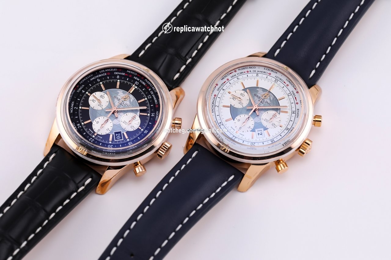 Breitling Transocean Chronograph Unitime Mens watch Unisex Automatic Rose gold RB0510U0 A733 5