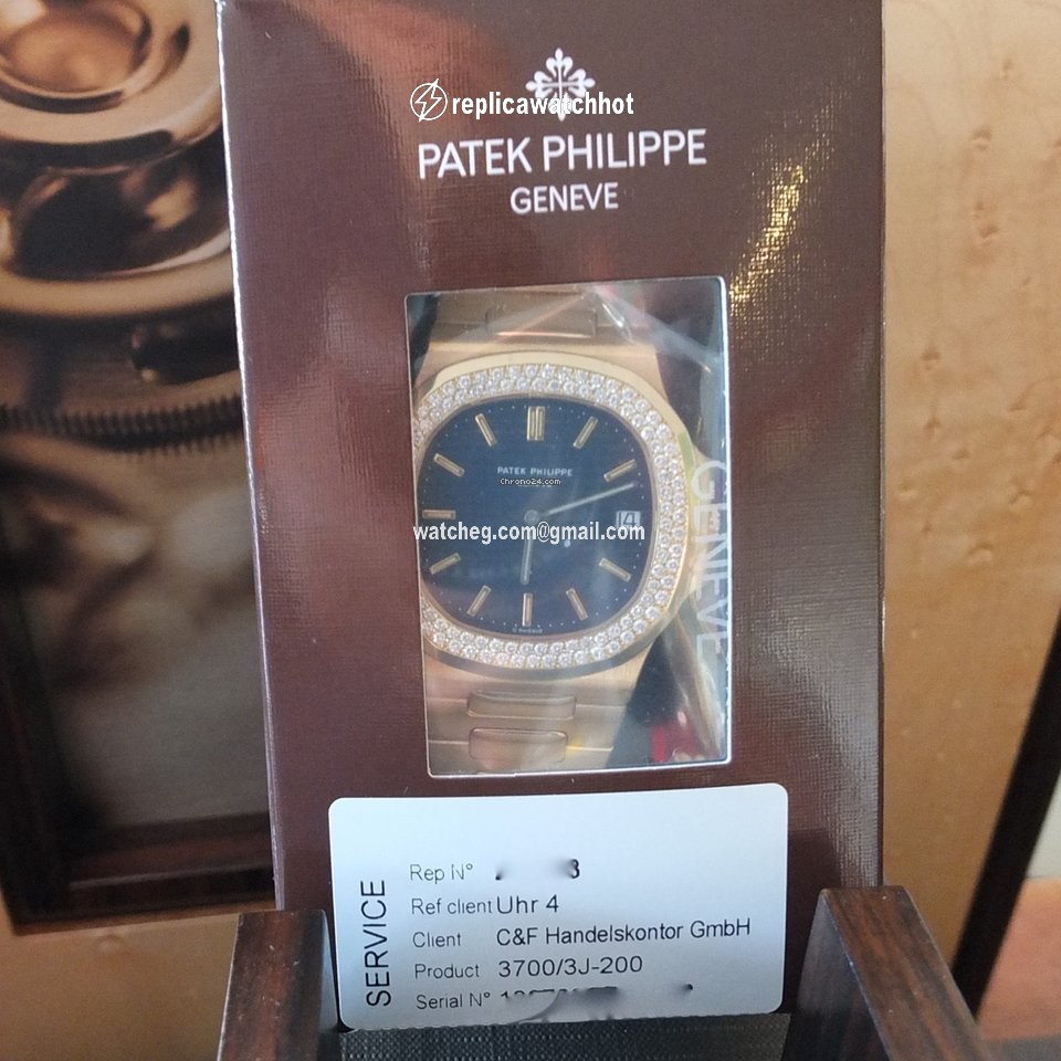 Patek Philippe Nautilus Mens watch Unisex Automatic Yellow gold 3700 3 Nautilus Blue original Steinbesatz 5