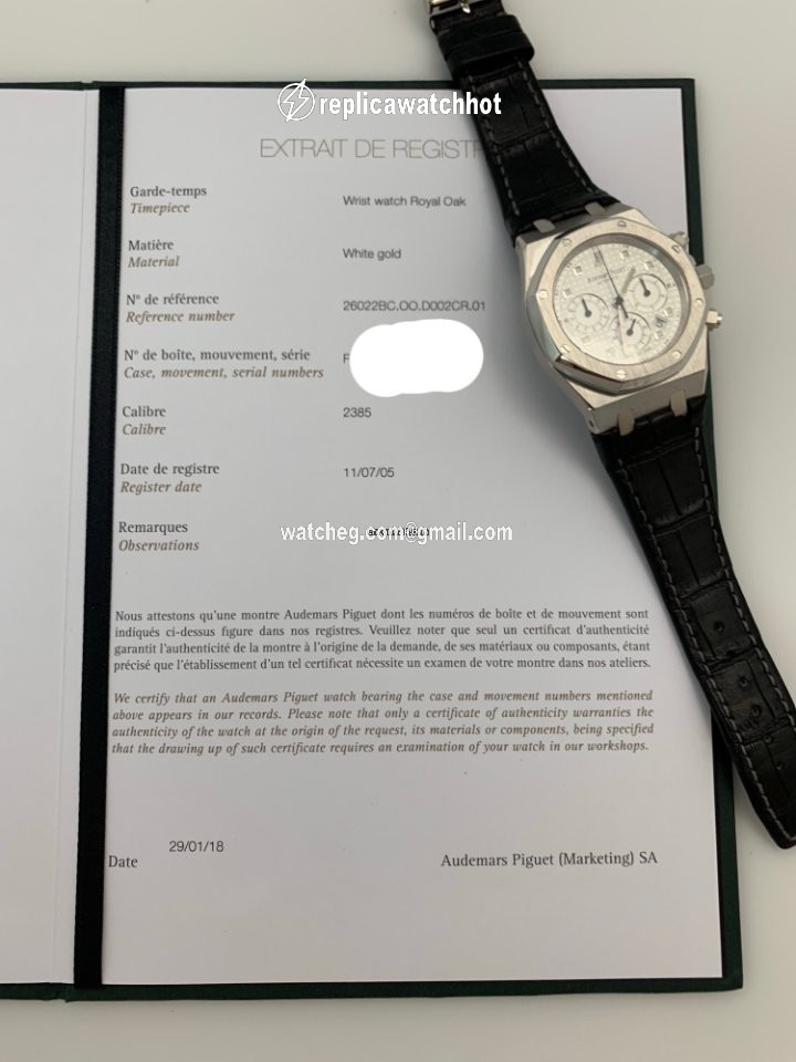 Audemars Piguet Royal Oak Chronograph Mens watch Unisex Automatic White gold 26022BC.OO.D002CR.01 5