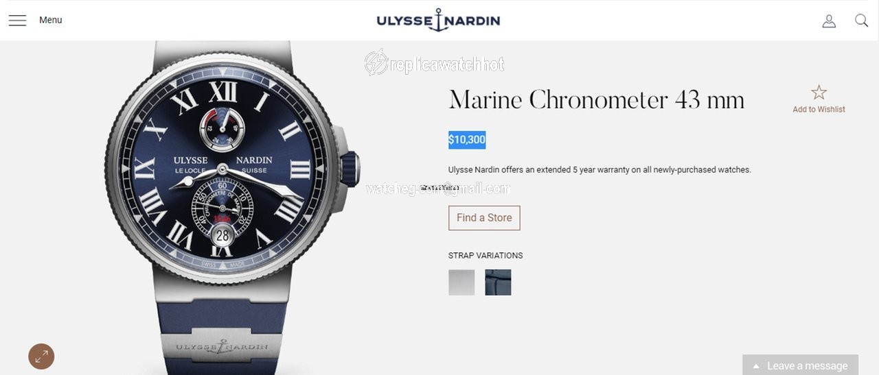 Ulysse Nardin Marine Chronometer Manufacture Mens watch Unisex Automatic Steel 1183-126-3 43 5