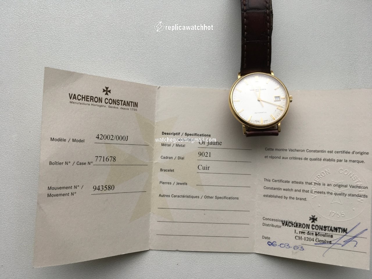 Vacheron Constantin Patrimony Mens watch Unisex Automatic Yellow gold 42002 000J-9021 5