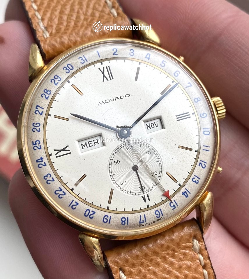 Movado Mens watch Unisex Manual winding Yellow gold Movado Triple Calendar 5