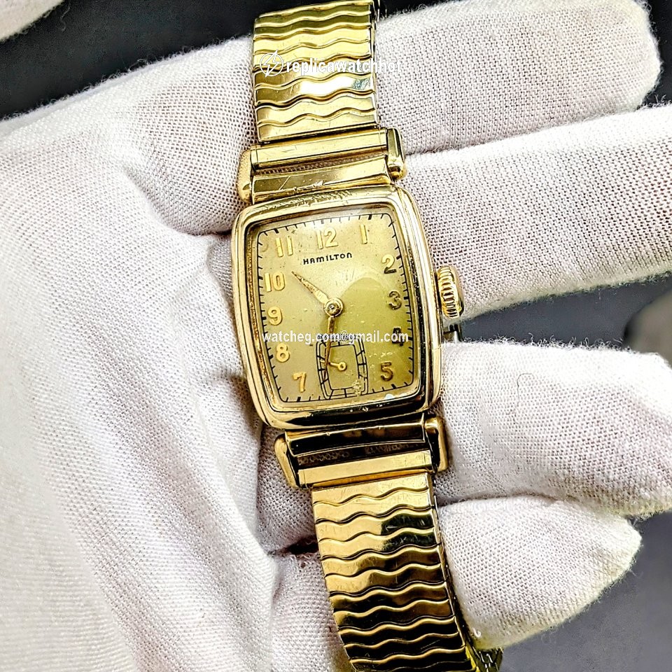 Hamilton Mens watch Unisex Manual winding Gold Steel Hamilton Grade 980 5