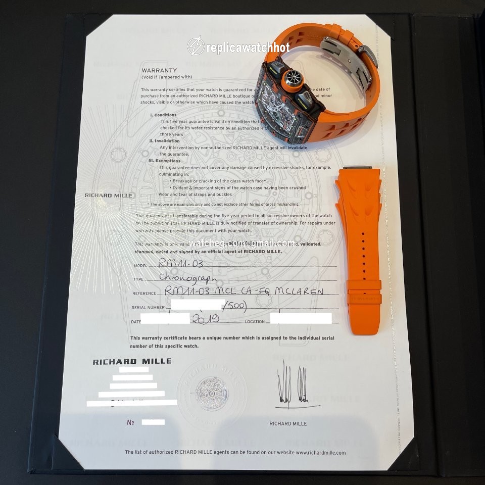 Richard Mille RM 011 Mens watch Unisex Automatic Carbon RM 11-03 McLaren 5
