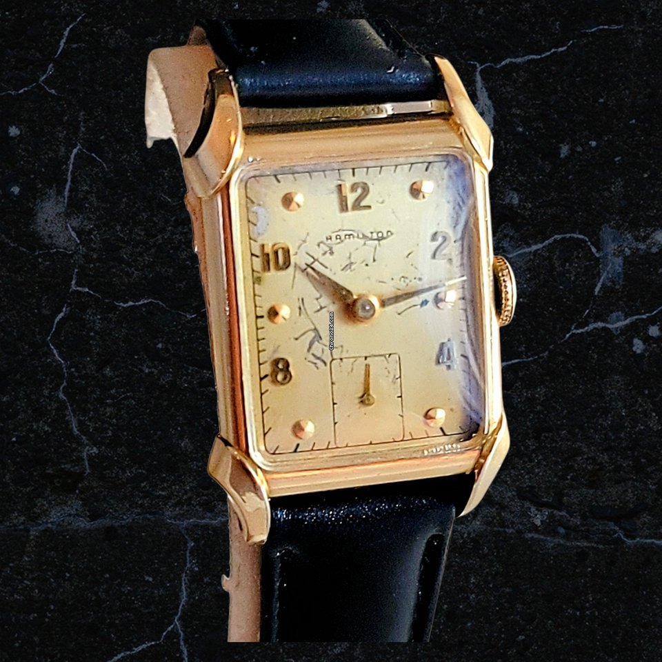 Hamilton Mens watch Unisex Manual winding Gold Steel Hamilton Grade 982 5