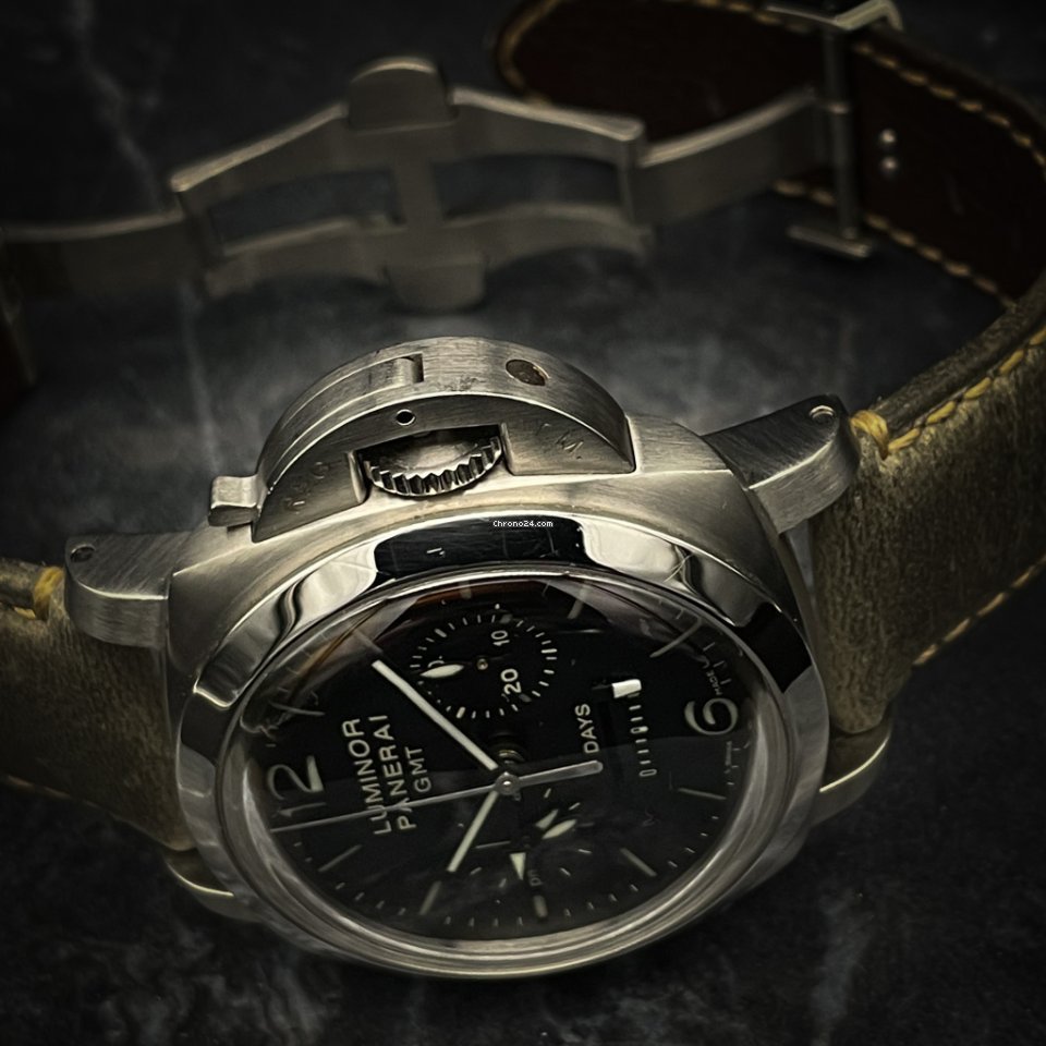 Panerai Luminor 1950 8 Days Chrono Monopulsante GMT Mens watch Unisex Manual winding Steel PAM 00275 5