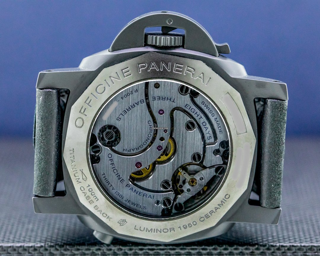 Panerai Luminor 1950 8 Days Chrono Monopulsante GMT Mens watch Unisex Manual winding Ceramic PAM00317 5