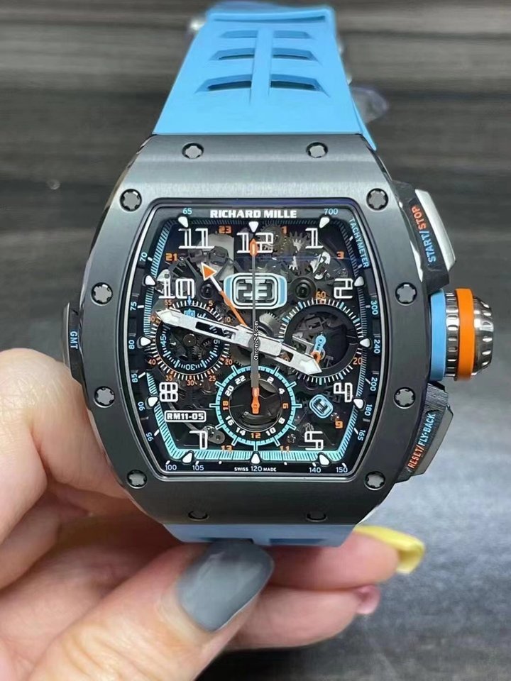 Richard Mille RM 011 Mens watch Unisex Automatic Carbon RM11-05 Automatic Winding Flyback Chronograph Gmt 5