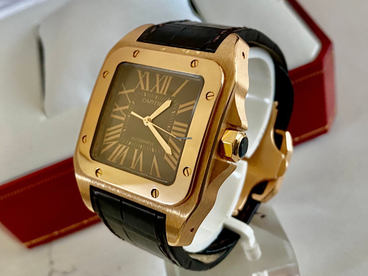 Cartier Santos 100 Mens watch Unisex Automatic Rose gold 2792 5