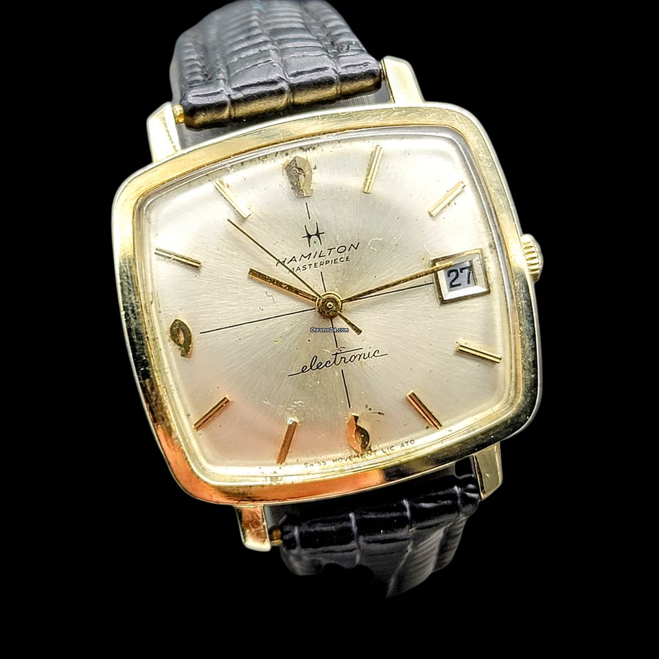 Hamilton Mens watch Unisex Quartz Gold Steel Lic ATO 9154 ESA 5