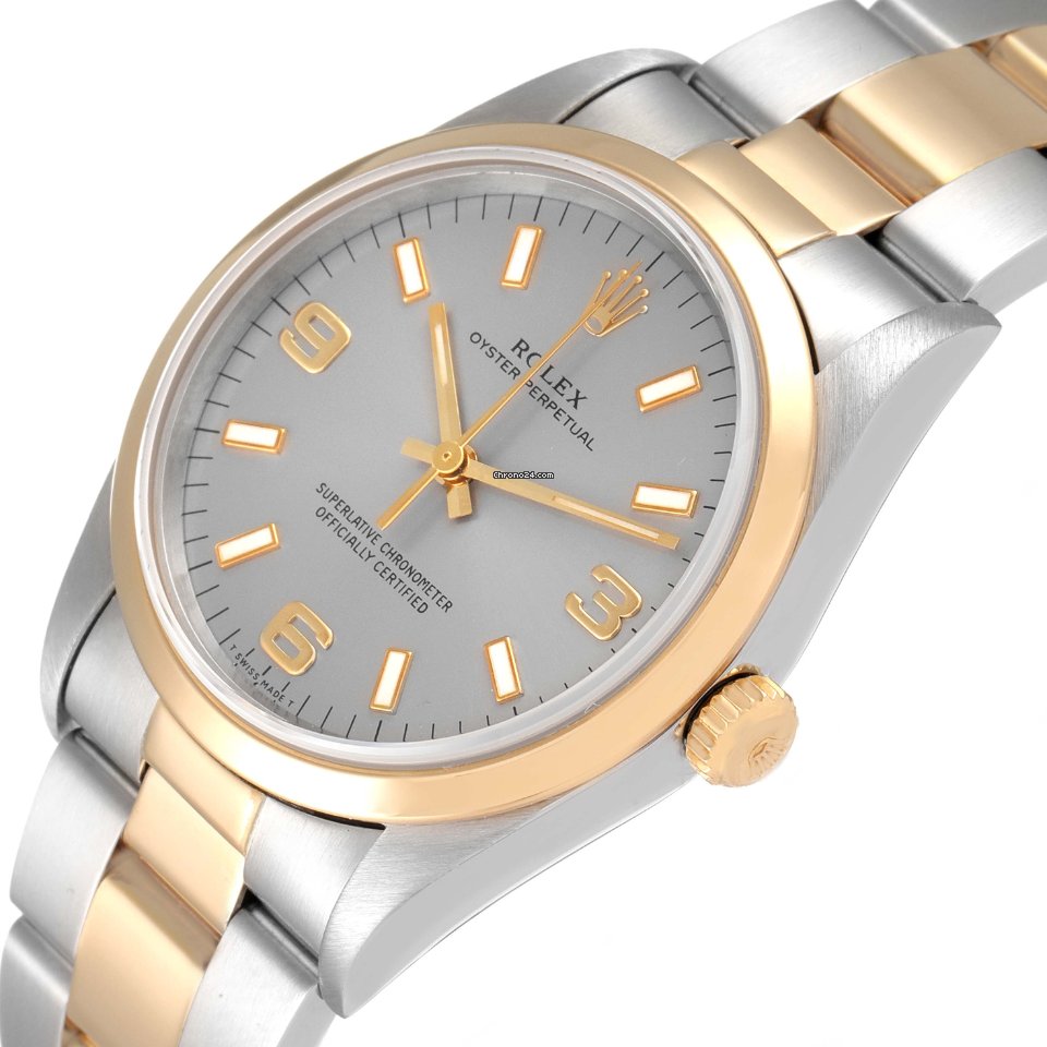 Rolex Oyster Perpetual 34 Mens watch Unisex Gold Steel Automatic 14203 5