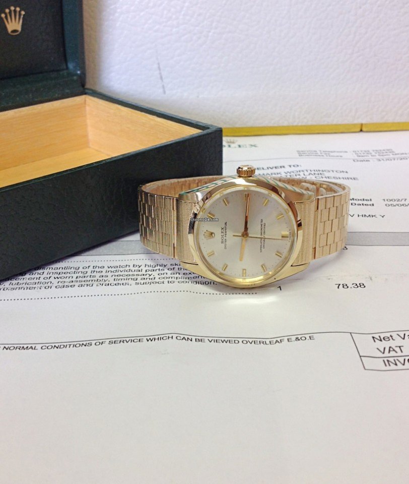 Rolex Oyster Perpetual 34 Mens watch Unisex Yellow gold Automatic 1002 5