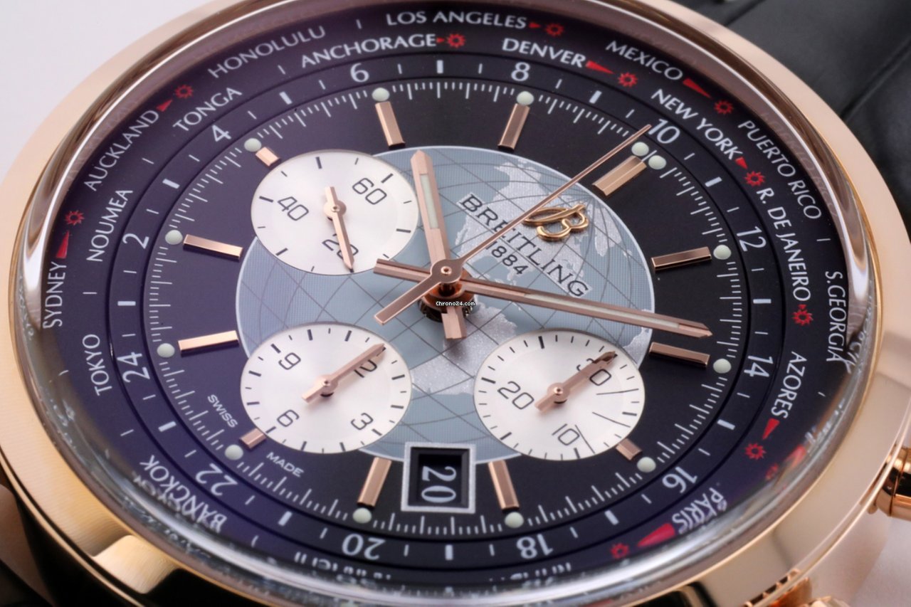 Breitling Transocean Chronograph Unitime Mens watch Unisex Automatic Rose gold RB0510U4 BB63 6