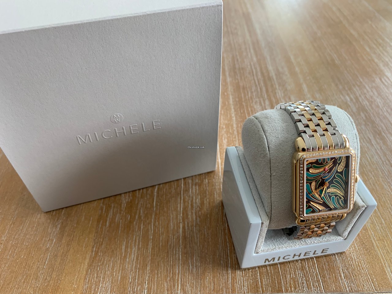 Michele Deco Womens watch Quartz Yellow gold Michele Deco II Bijoux Diamond Gold, Green Dial MW06X01B0083 6