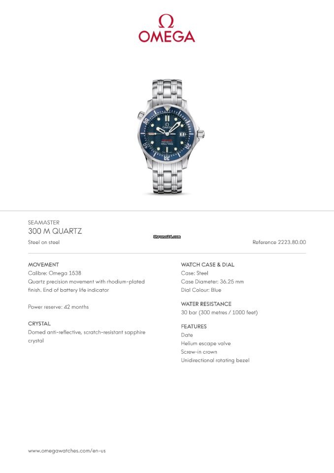 Omega Seamaster Mens watch Unisex Quartz Steel 2223.80 6