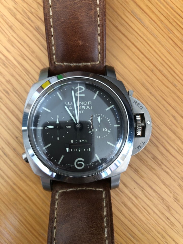 Panerai Luminor 1950 8 Days Chrono Monopulsante GMT Mens watch Unisex Manual winding Titanium PAM 00311 6