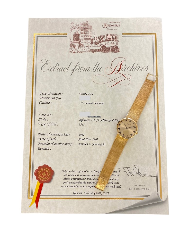 Patek Philippe Calatrava Mens watch Unisex Manual winding Yellow gold 3513 6
