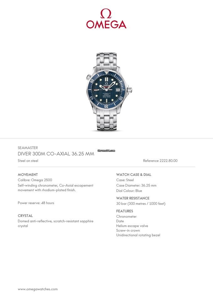 Omega Seamaster Mens watch Unisex Automatic Steel 2222.80 6