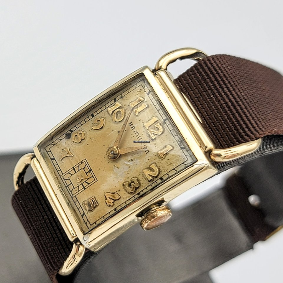 Hamilton Mens watch Unisex Manual winding Gold Steel Hamilton Grade 980 6
