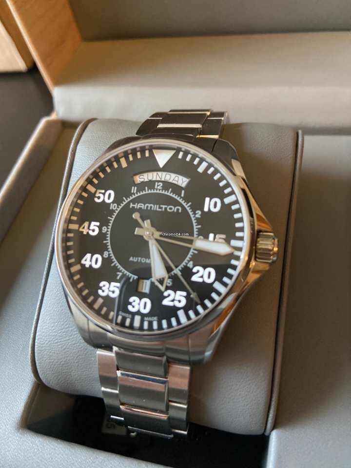 Hamilton Khaki Pilot Day Date Mens watch Unisex Automatic Steel H64615135 6