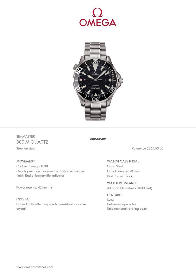 Omega Seamaster Mens watch Unisex Quartz Steel 2264.50 6