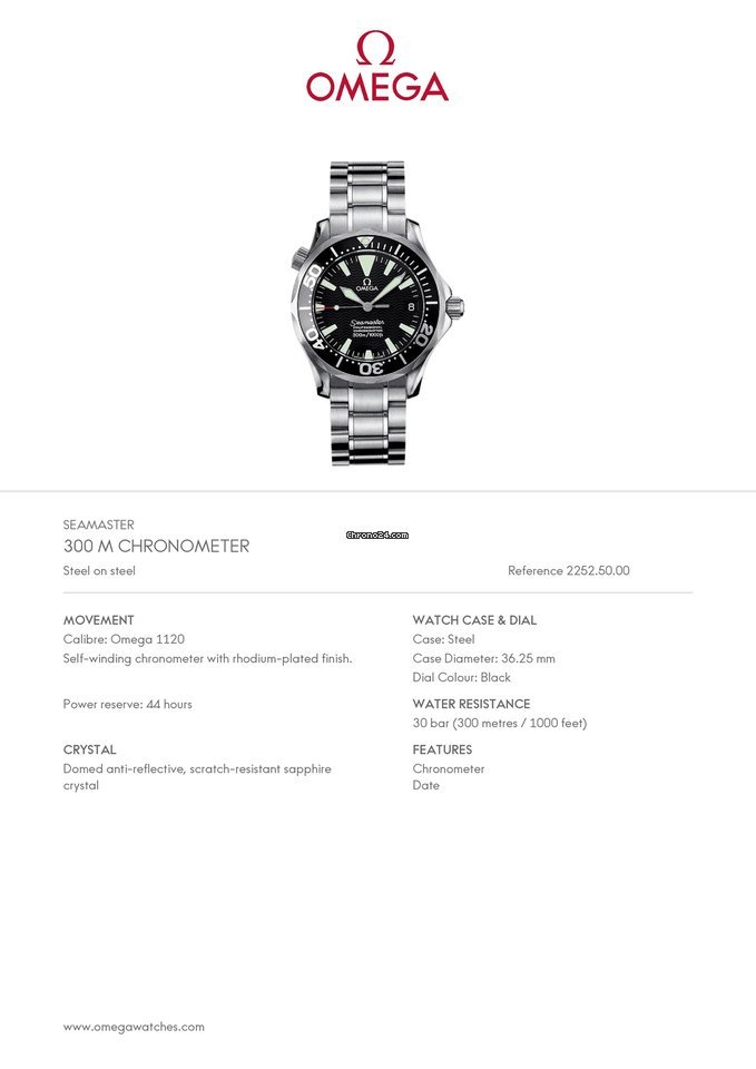 Omega Seamaster Diver 300 M Mens watch Unisex Automatic Steel 2252.50 6