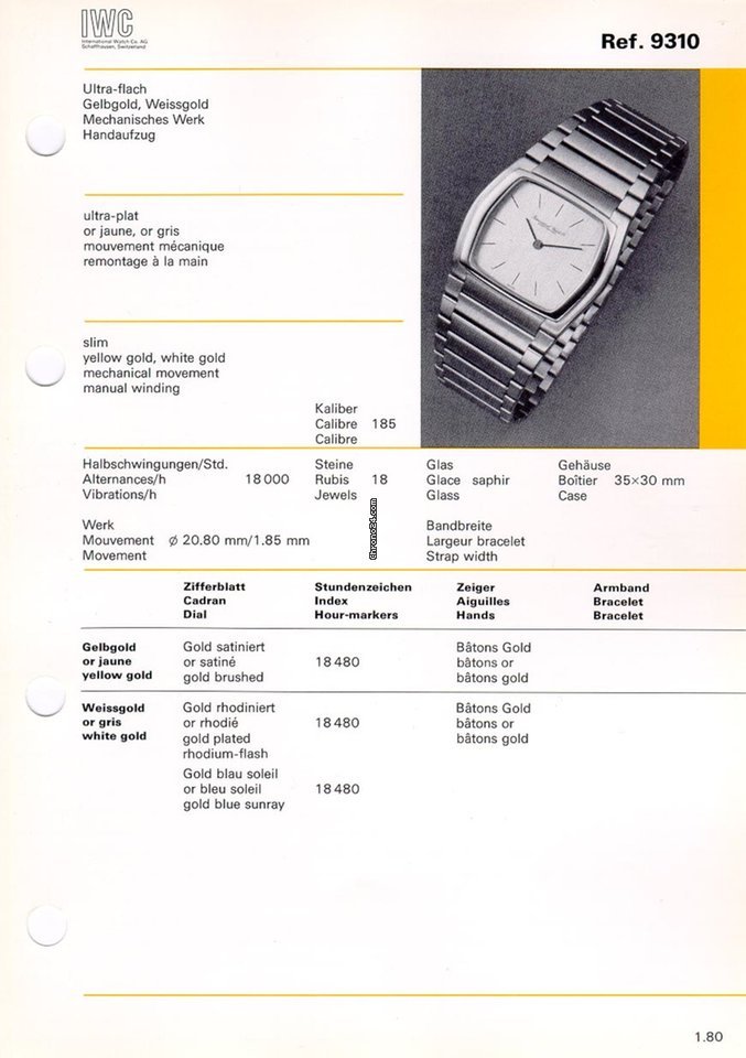 IWC Da Vinci Mens watch Unisex Manual winding Yellow gold 9310 6