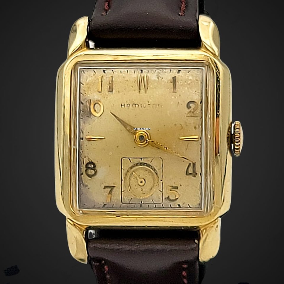 Hamilton Mens watch Unisex Manual winding Gold Steel Hamilton Grade 747 6