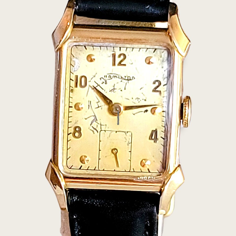 Hamilton Mens watch Unisex Manual winding Gold Steel Hamilton Grade 982 6