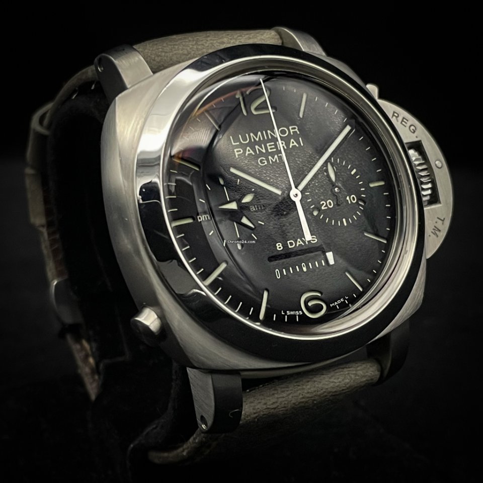 Panerai Luminor 1950 8 Days Chrono Monopulsante GMT Mens watch Unisex Manual winding Steel PAM 00275 6