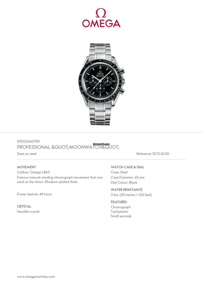 Omega Speedmaster Professional Moonwatch Mens watch Unisex Manual winding Steel 3572.50 6