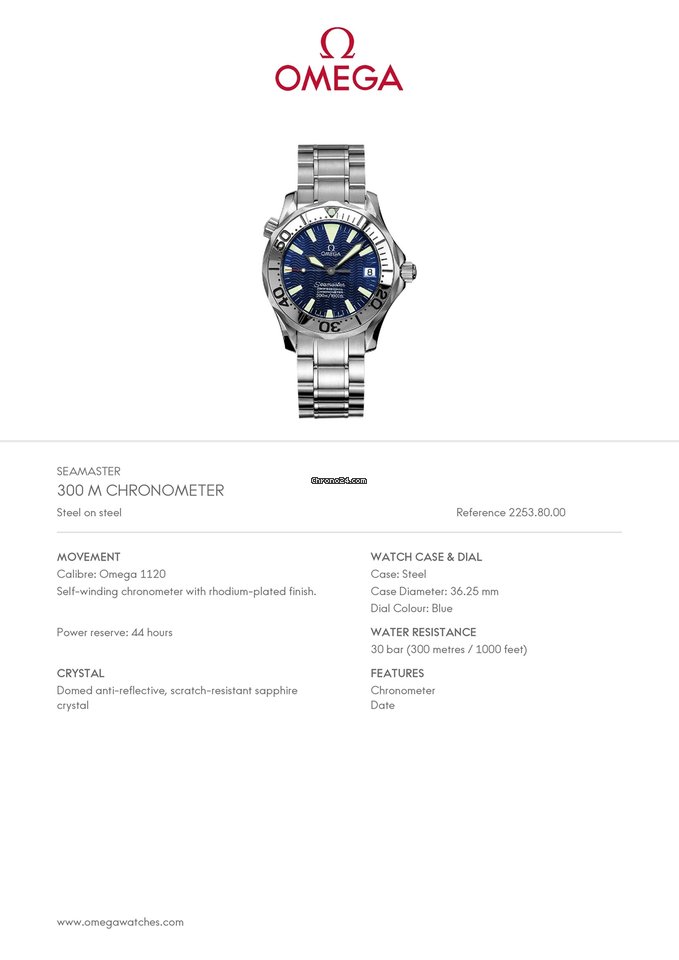 Omega Seamaster Diver 300 M Mens watch Unisex Automatic Steel 2253.80 6