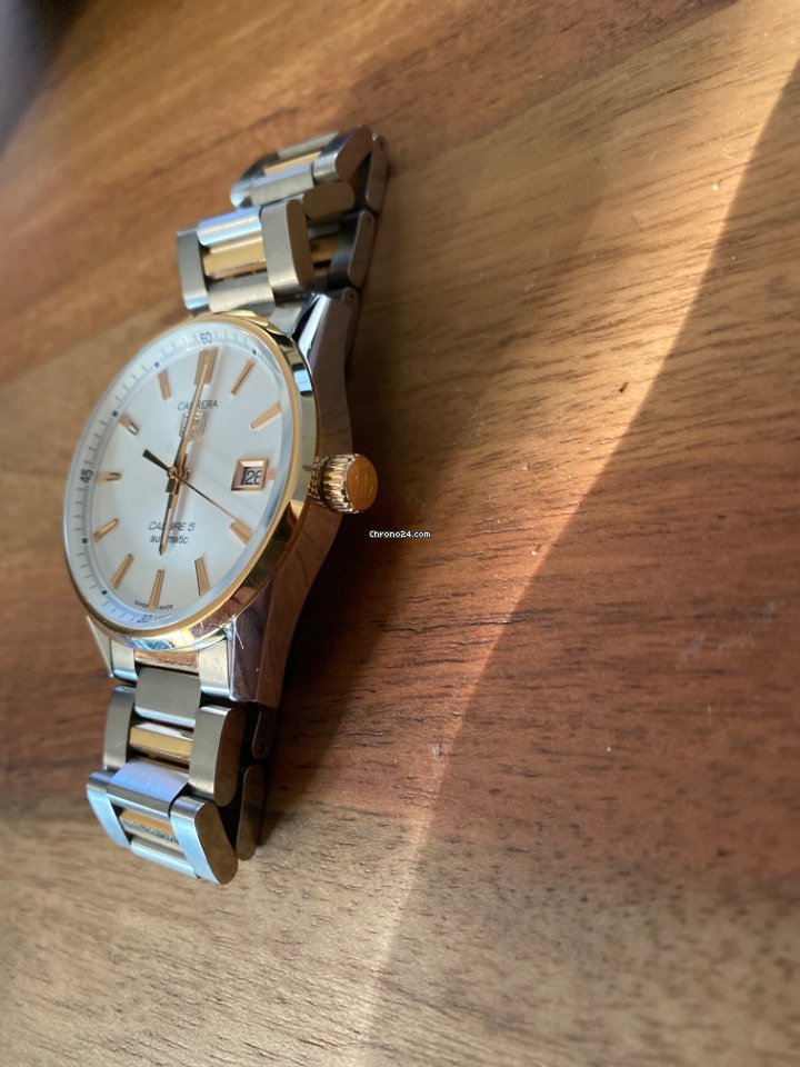 TAG Heuer Carrera Calibre 5 Mens watch Unisex Automatic Gold Steel war215d.bd0784 6