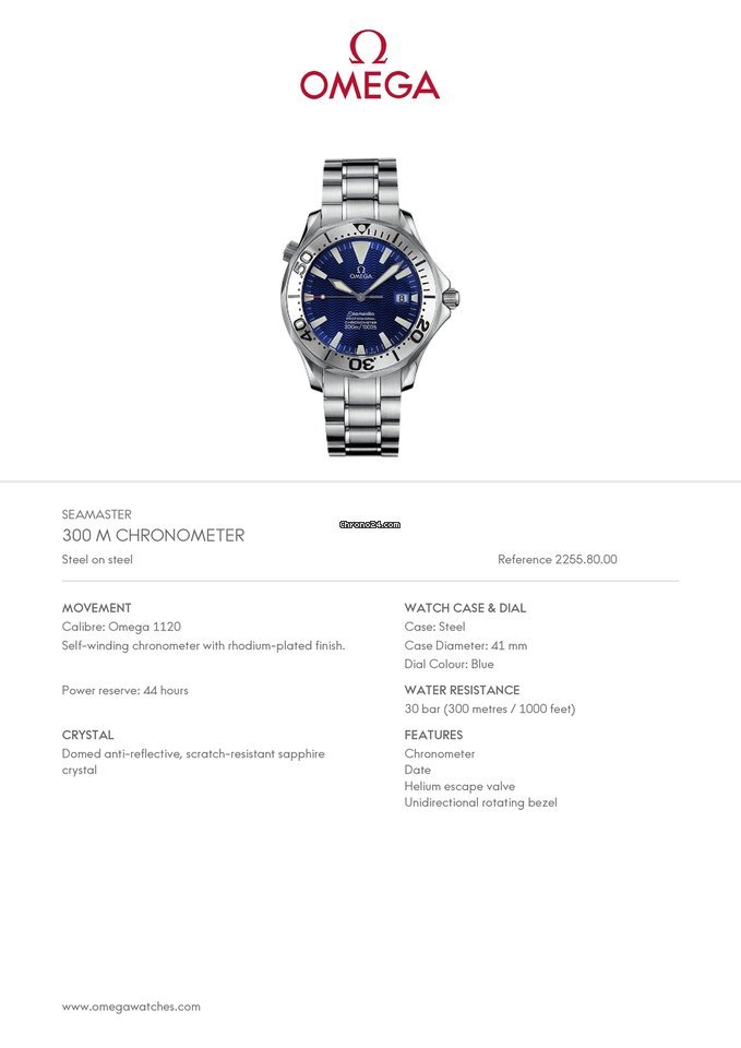 Omega Seamaster Diver 300 M Mens watch Unisex Automatic Steel 2255.80 6