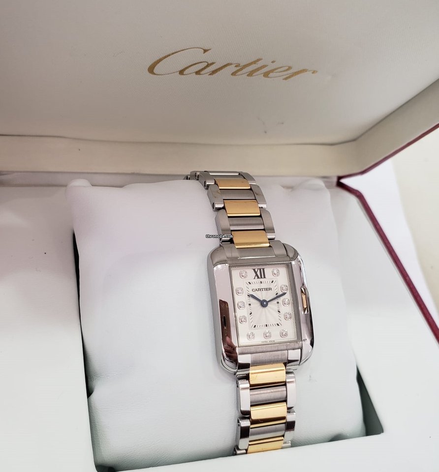 Cartier Tank Anglaise Womens watch Quartz Gold Steel 3485 6