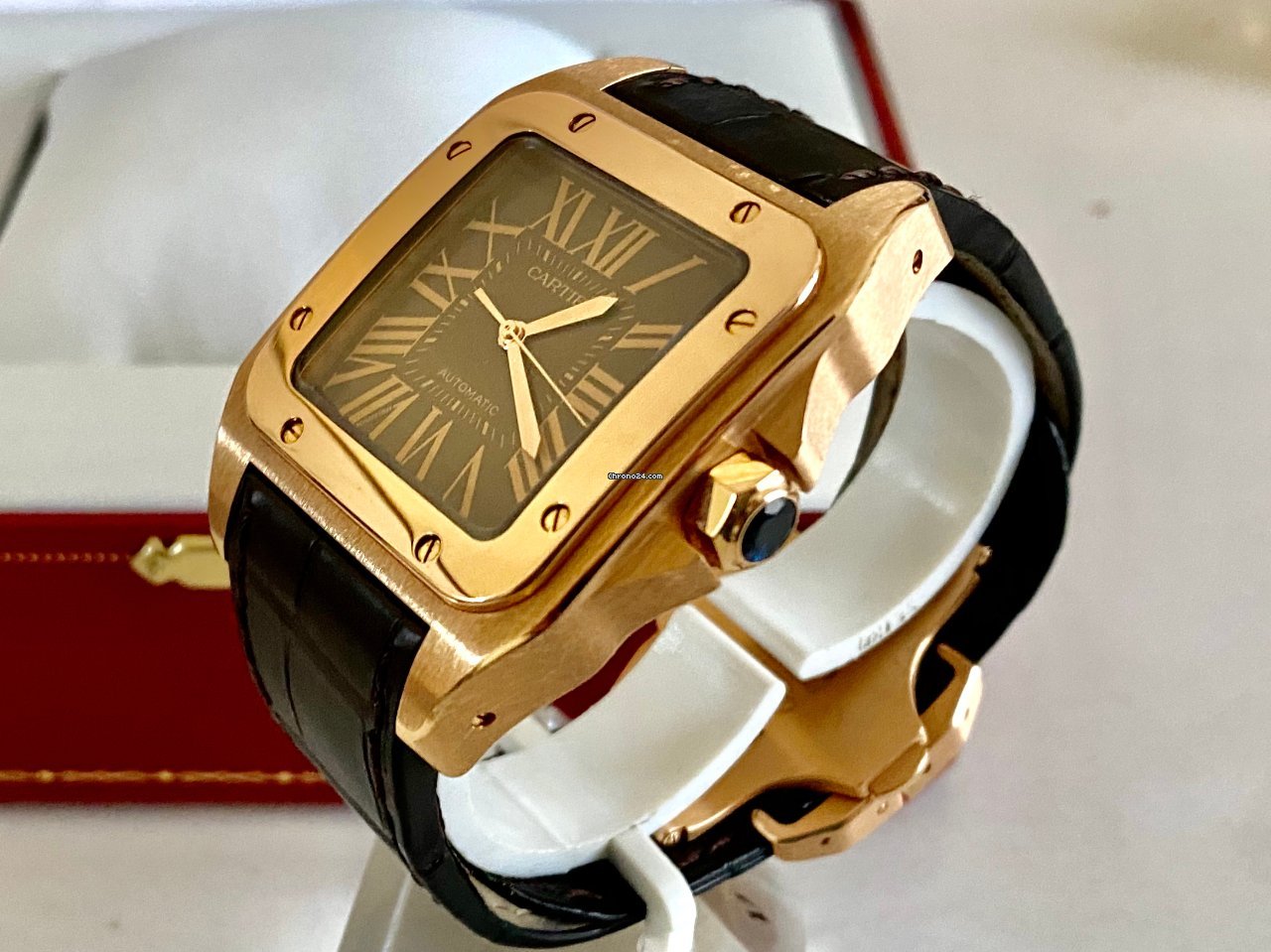 Cartier Santos 100 Mens watch Unisex Automatic Rose gold 2792 6