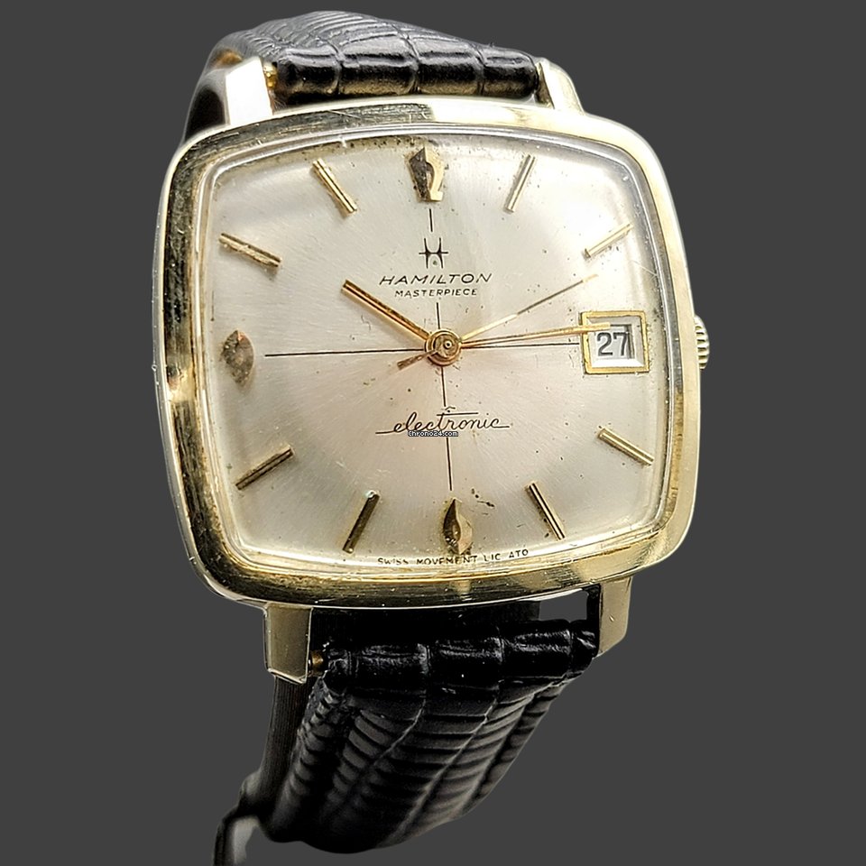 Hamilton Mens watch Unisex Quartz Gold Steel Lic ATO 9154 ESA 6