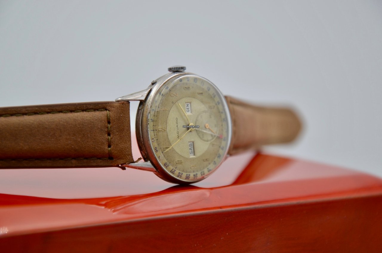 Movado Mens watch Unisex Manual winding Steel Movado triple calendar vintage 7