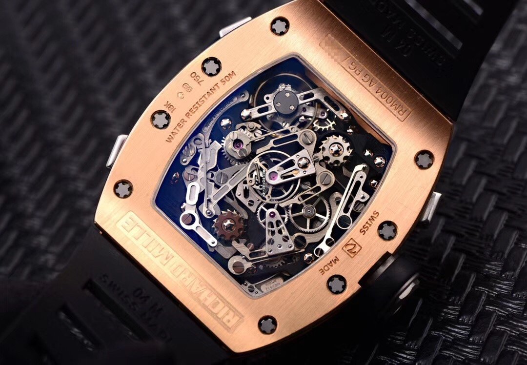 Richard Mille Mens watch Unisex Manual winding Rose gold Richard Mille RM004 AG PG 18K rose gold Full set 7