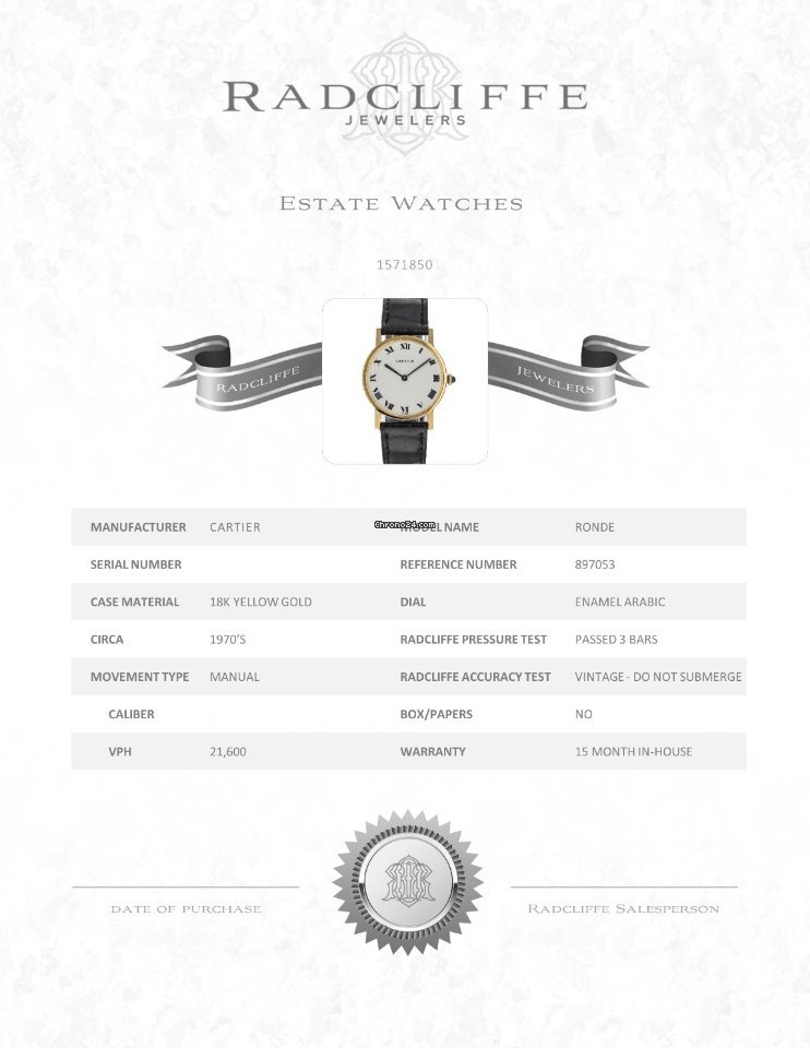 Cartier Womens watch Manual winding Yellow gold 897053 7