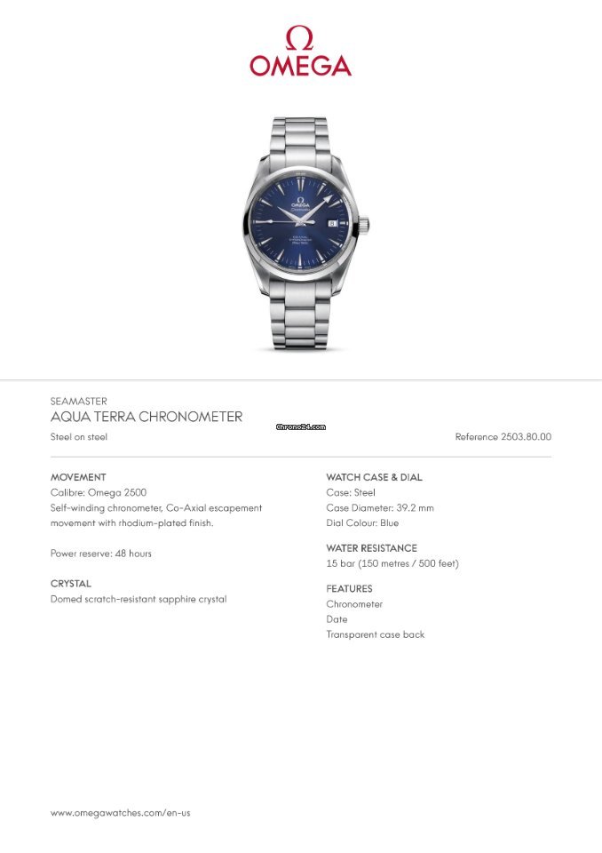 Omega Seamaster Aqua Terra Mens watch Unisex Automatic Steel 2503.80 7