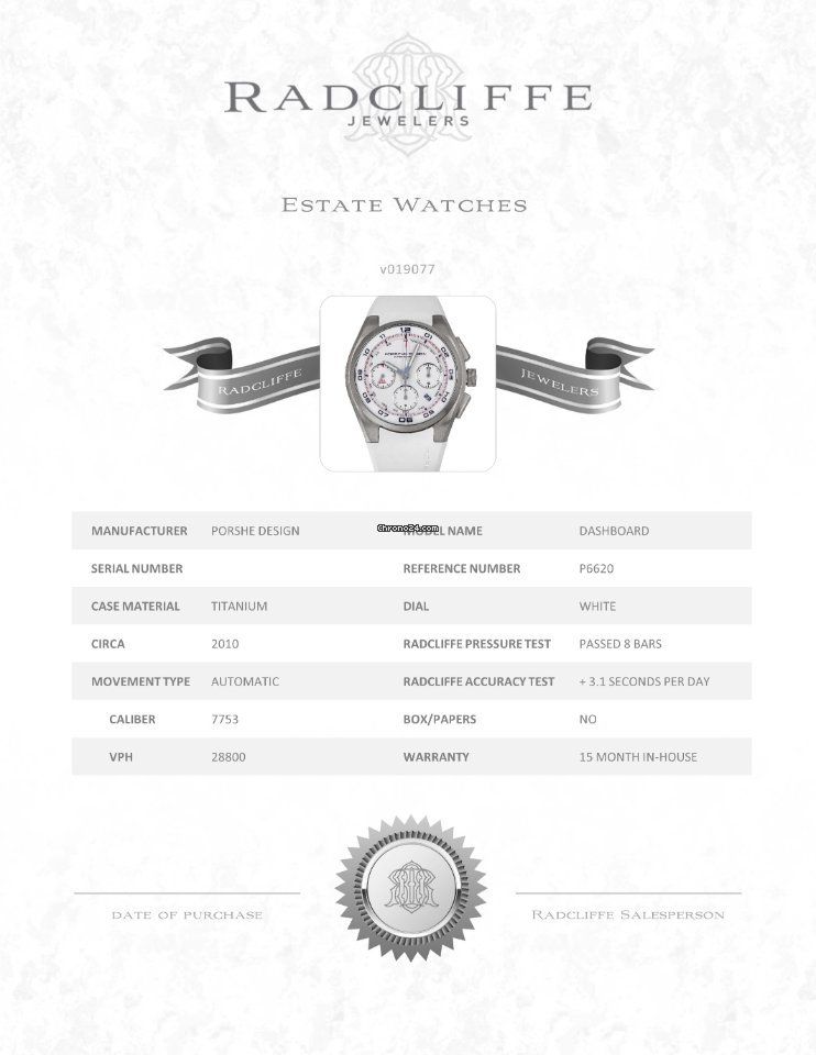 Porsche Design Dashboard Mens watch Unisex Automatic Titanium 6620.11.66.0268 7